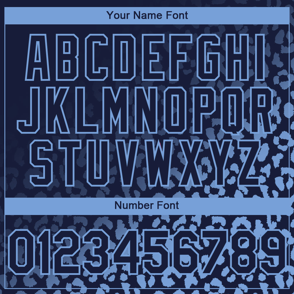 Custom Navy Light Blue 3D Pattern Design Leopard Print Fade Fashion Authentic Baseball Jersey - Sky-Custom