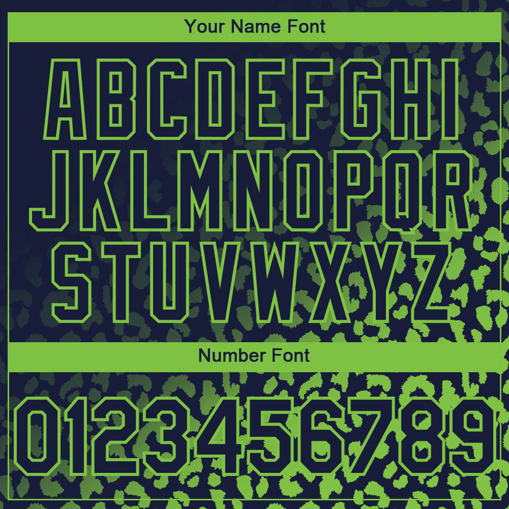 Custom Navy Neon Green 3D Pattern Design Leopard Print Fade Fashion Authentic Baseball Jersey - Sky-Custom