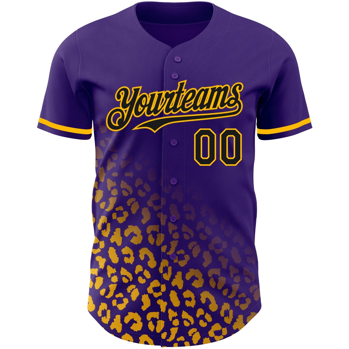 Custom Purple Black-Gold 3D Pattern Design Leopard Print Fade Fashion Authentic Baseball Jersey - Sky-Custom