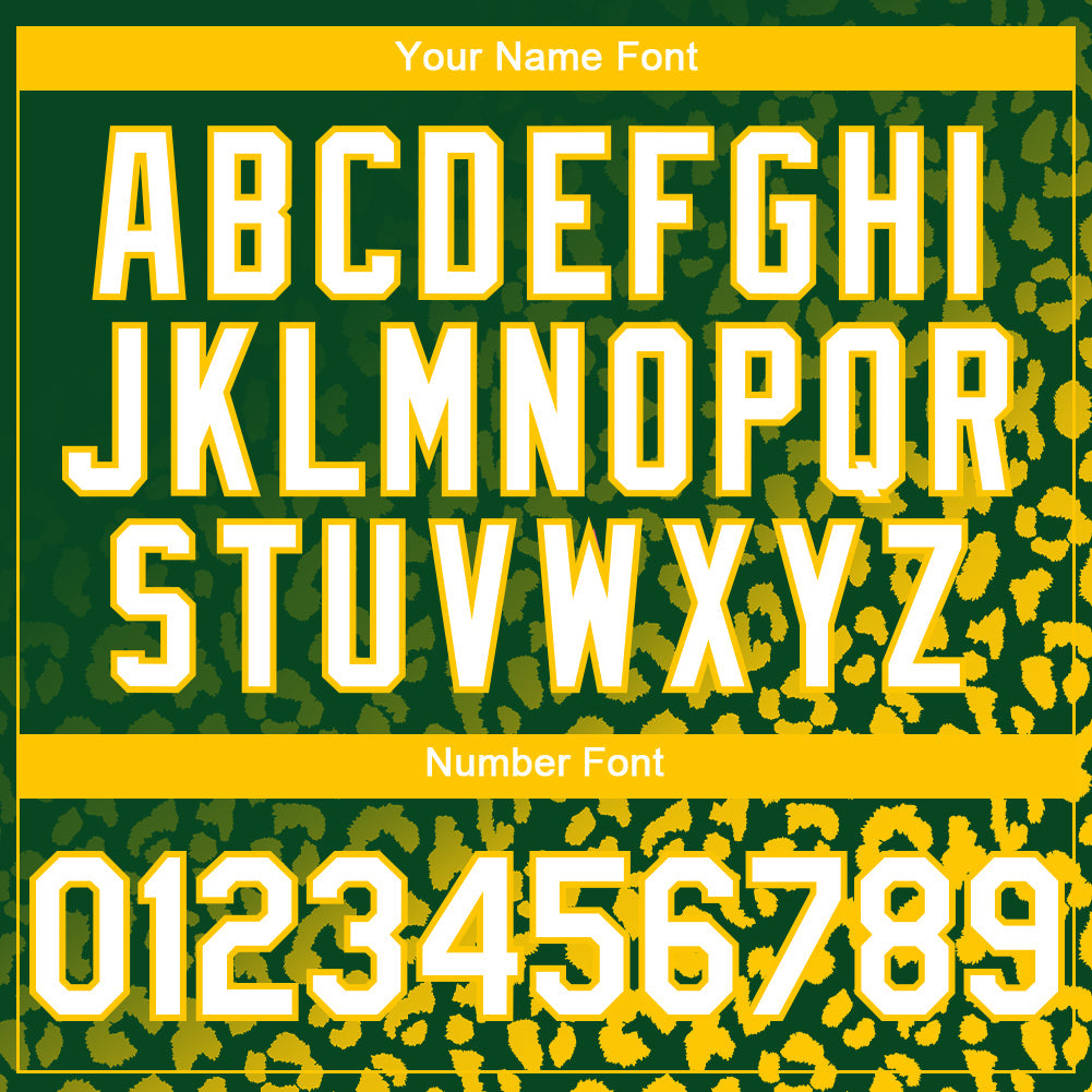 Custom Green White-Yellow 3D Pattern Design Leopard Print Fade Fashion Authentic Baseball Jersey - Sky-Custom