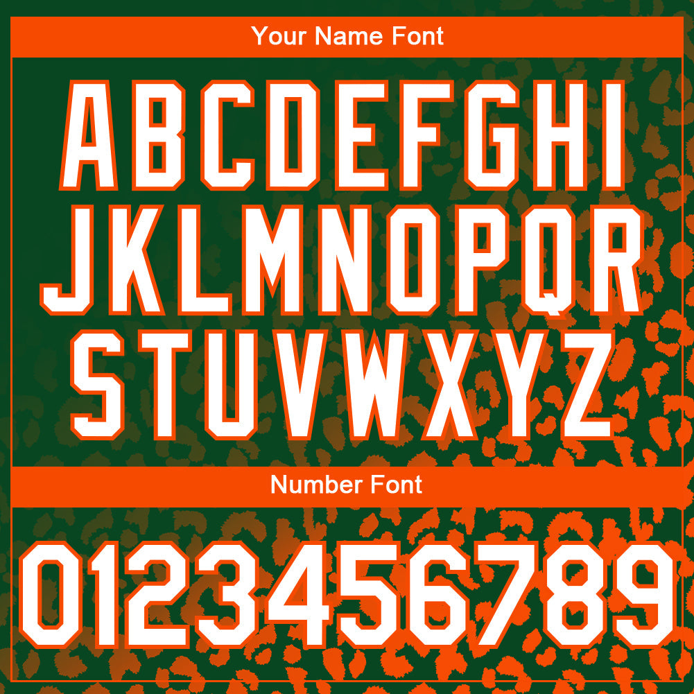 Custom Kelly Green White-Orange 3D Pattern Design Leopard Print Fade Fashion Authentic Baseball Jersey - Sky-Custom