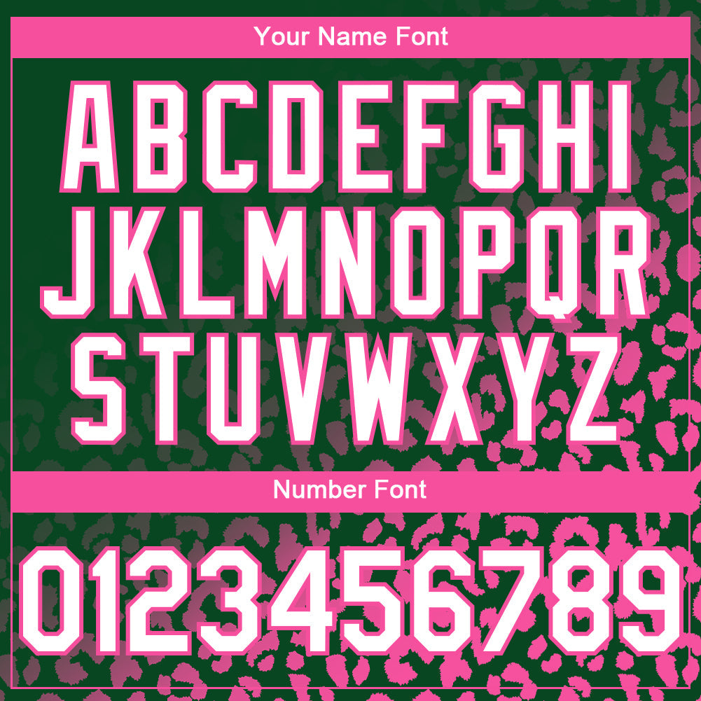 Custom Kelly Green White-Pink 3D Pattern Design Leopard Print Fade Fashion Authentic Baseball Jersey - Sky-Custom