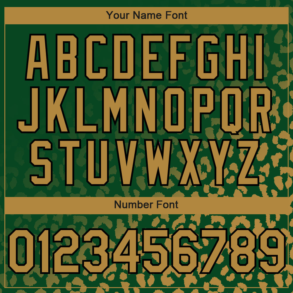 Custom Kelly Green Old Gold-Black 3D Pattern Design Leopard Print Fade Fashion Authentic Baseball Jersey - Sky-Custom