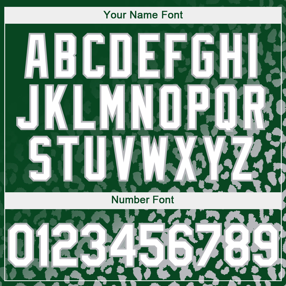 Custom Kelly Green White-Gray 3D Pattern Design Leopard Print Fade Fashion Authentic Baseball Jersey - Sky-Custom