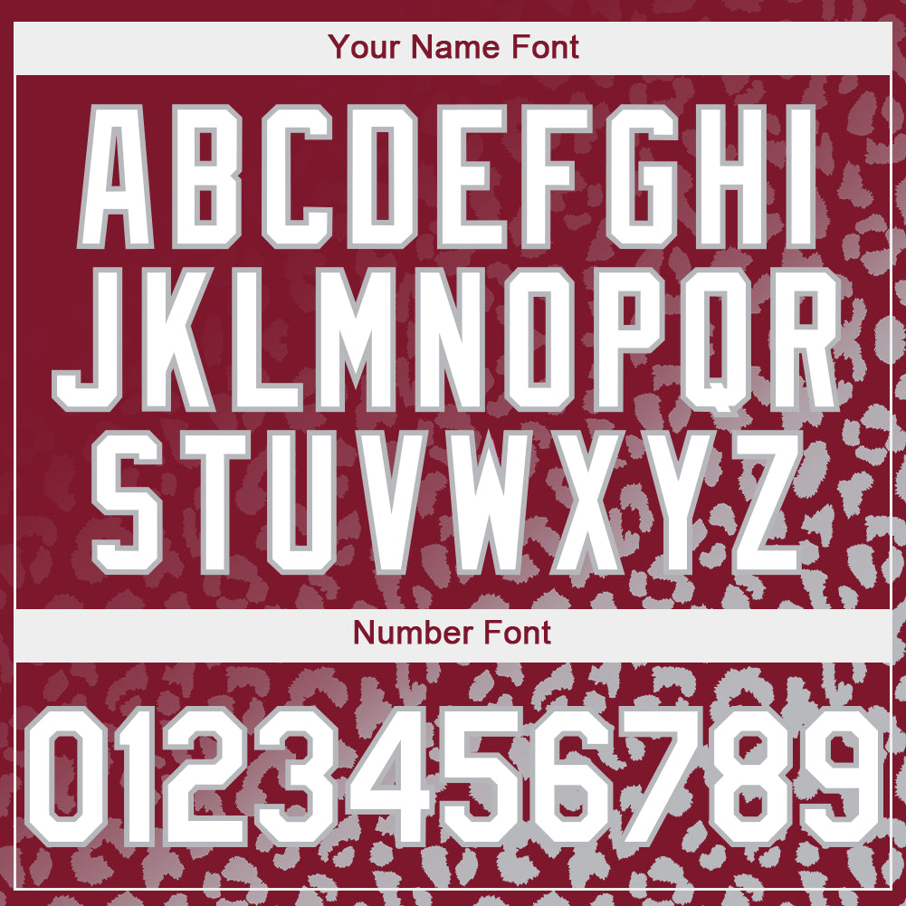 Custom Crimson White-Gray 3D Pattern Design Leopard Print Fade Fashion Authentic Baseball Jersey - Sky-Custom