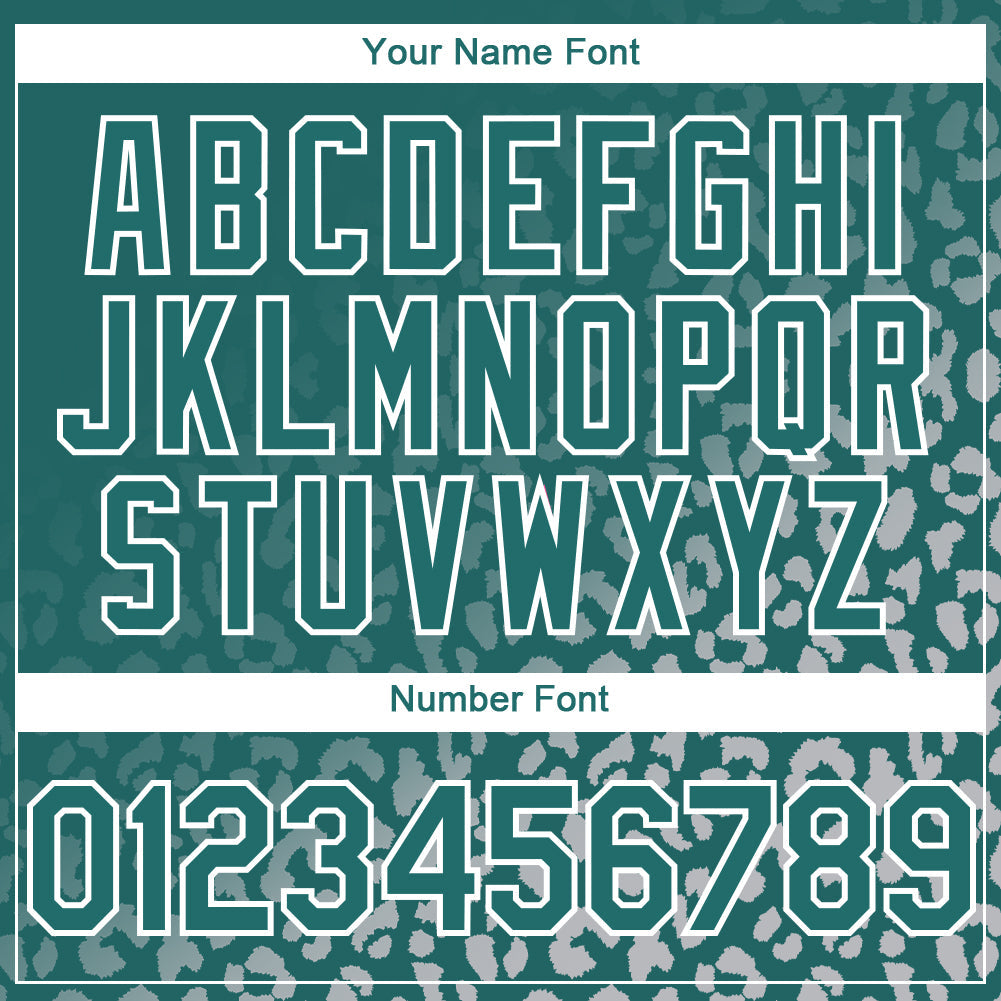 Custom Teal White 3D Pattern Design Leopard Print Fade Fashion Authentic Baseball Jersey - Sky-Custom
