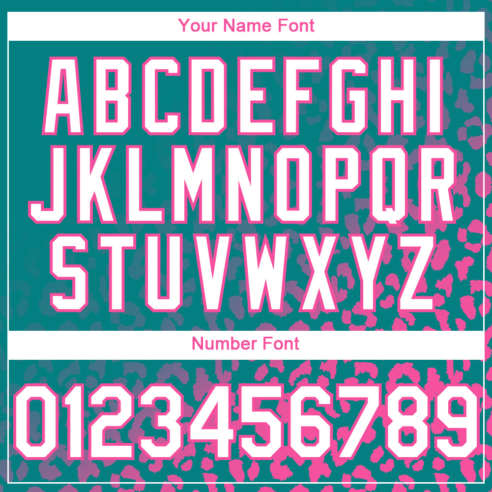 Custom Teal White-Pink 3D Pattern Design Leopard Print Fade Fashion Authentic Baseball Jersey - Sky-Custom