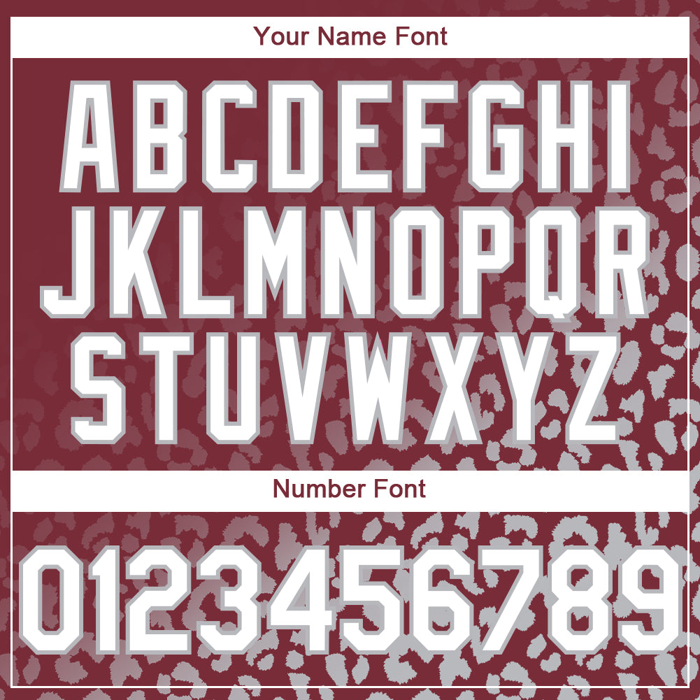 Custom Burgundy White-Gray 3D Pattern Design Leopard Print Fade Fashion Authentic Baseball Jersey - Sky-Custom