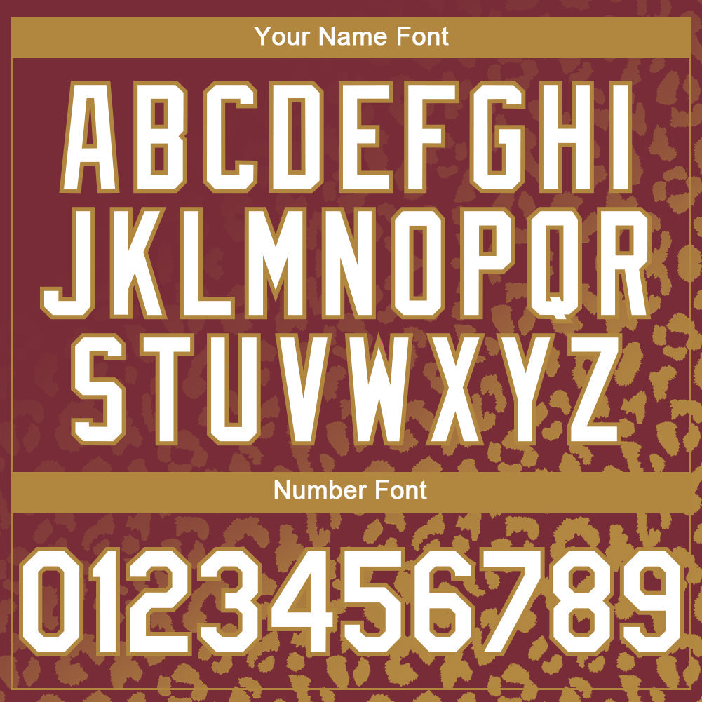 Custom Burgundy White-Old Gold 3D Pattern Design Leopard Print Fade Fashion Authentic Baseball Jersey - Sky-Custom