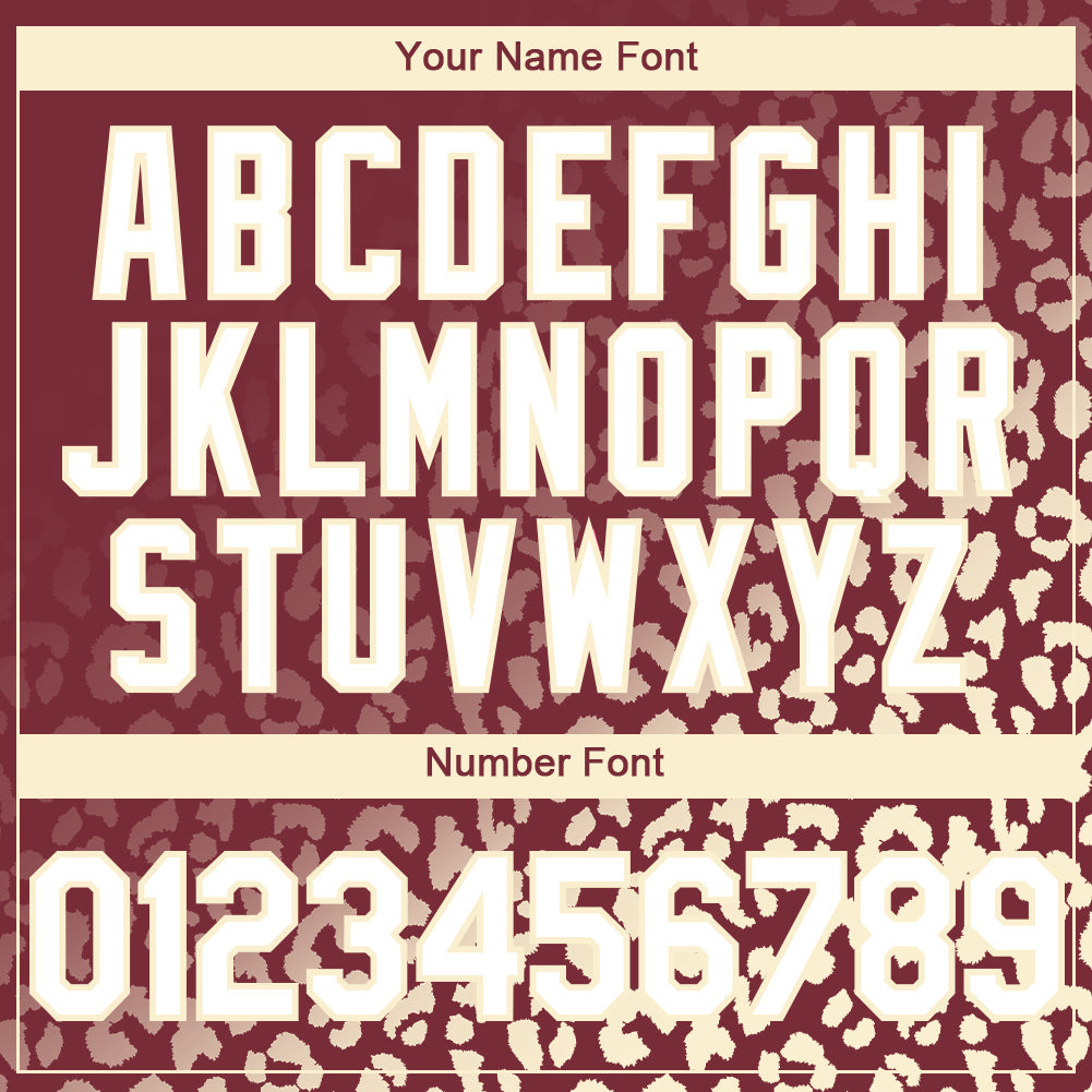 Custom Burgundy White-Cream 3D Pattern Design Leopard Print Fade Fashion Authentic Baseball Jersey - Sky-Custom