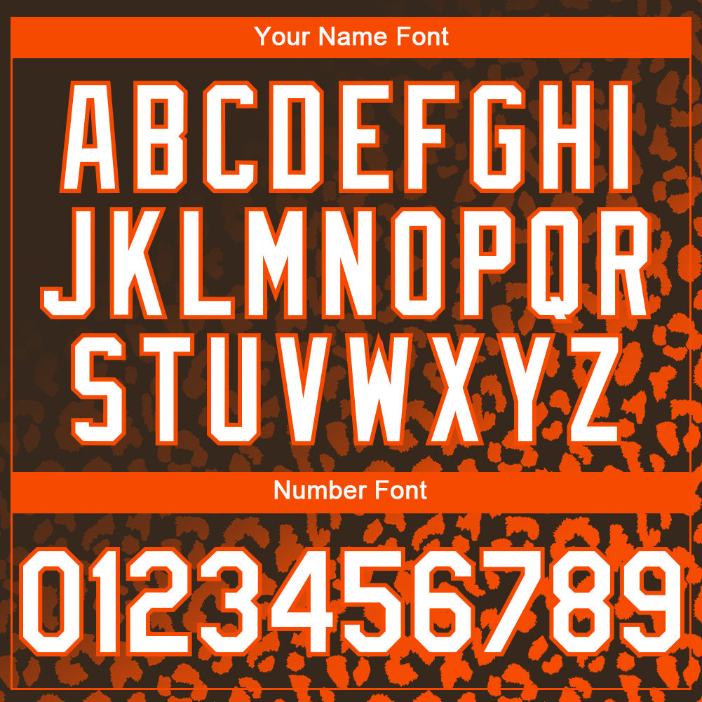 Custom Brown White-Orange 3D Pattern Design Leopard Print Fade Fashion Authentic Baseball Jersey - Sky-Custom