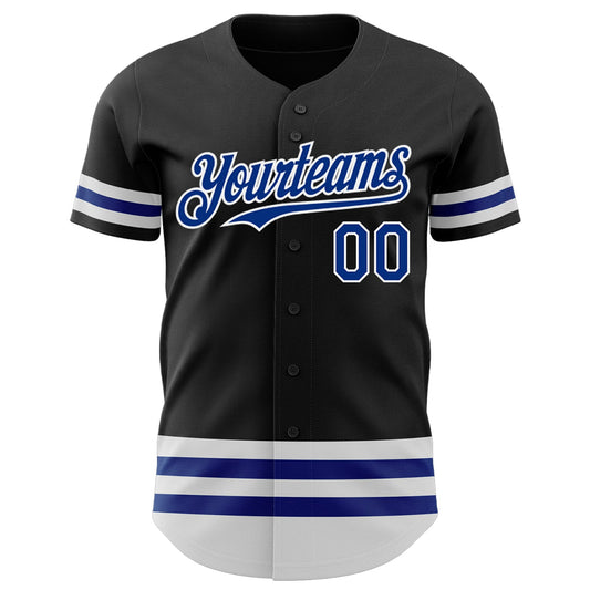Custom Black Royal-White Line Authentic Baseball Jersey - Sky-Custom