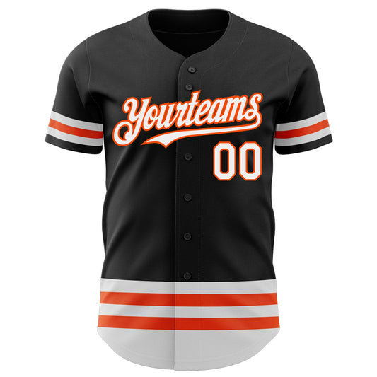 Custom Black White-Orange Line Authentic Baseball Jersey - Sky-Custom