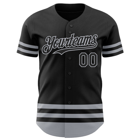 Custom Black Gray Line Authentic Baseball Jersey - Sky-Custom