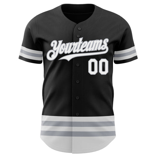 Custom Black White-Gray Line Authentic Baseball Jersey - Sky-Custom