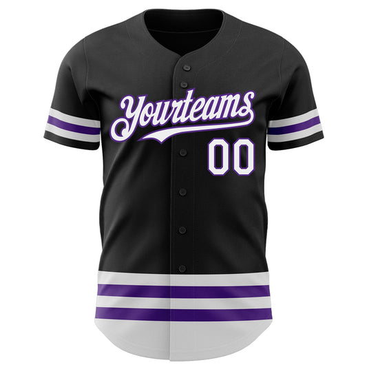 Custom Black White-Purple Line Authentic Baseball Jersey - Sky-Custom