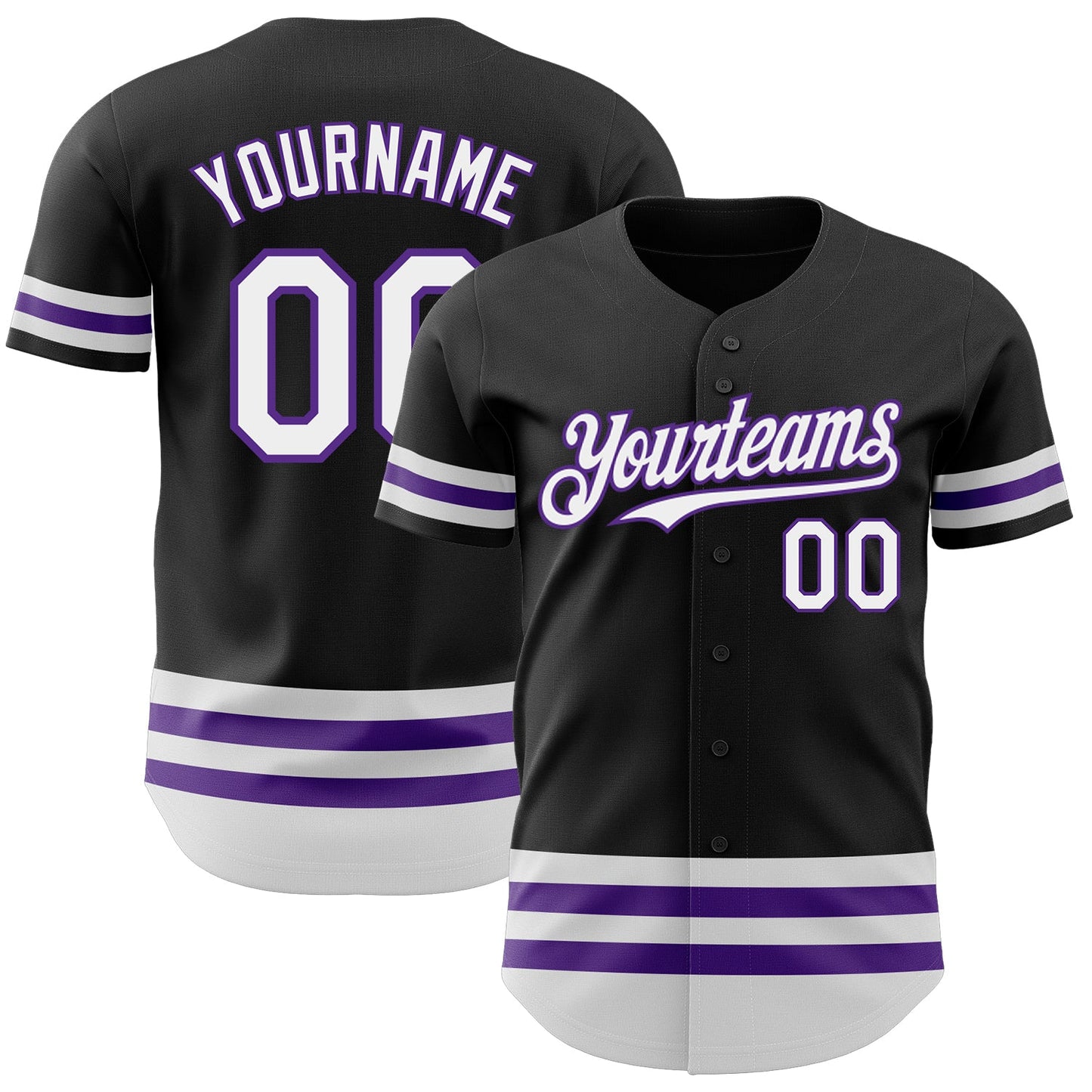 Custom Black White-Purple Line Authentic Baseball Jersey - Sky-Custom