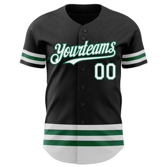 Custom Black White-Kelly Green Line Authentic Baseball Jersey - Sky-Custom