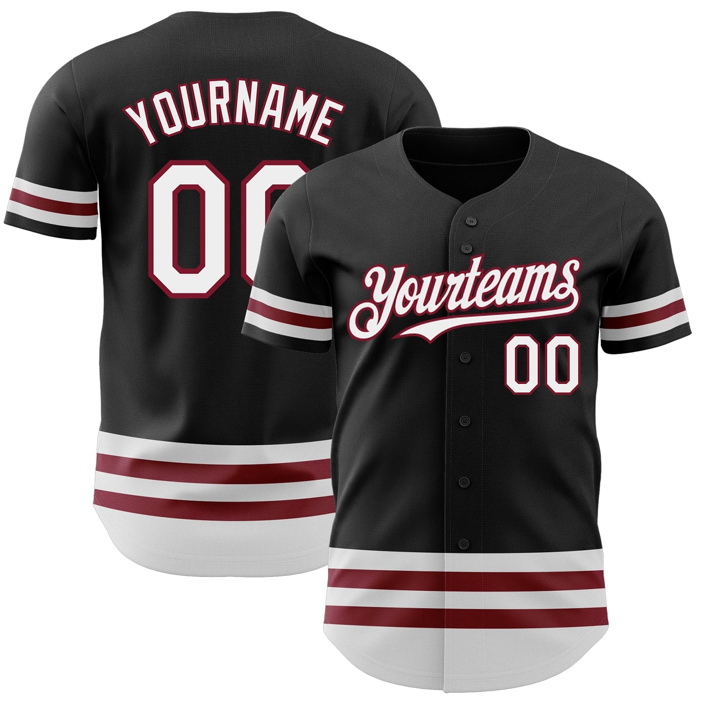 Custom Black White-Crimson Line Authentic Baseball Jersey - Sky-Custom