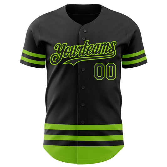 Custom Black Neon Green Line Authentic Baseball Jersey - Sky-Custom