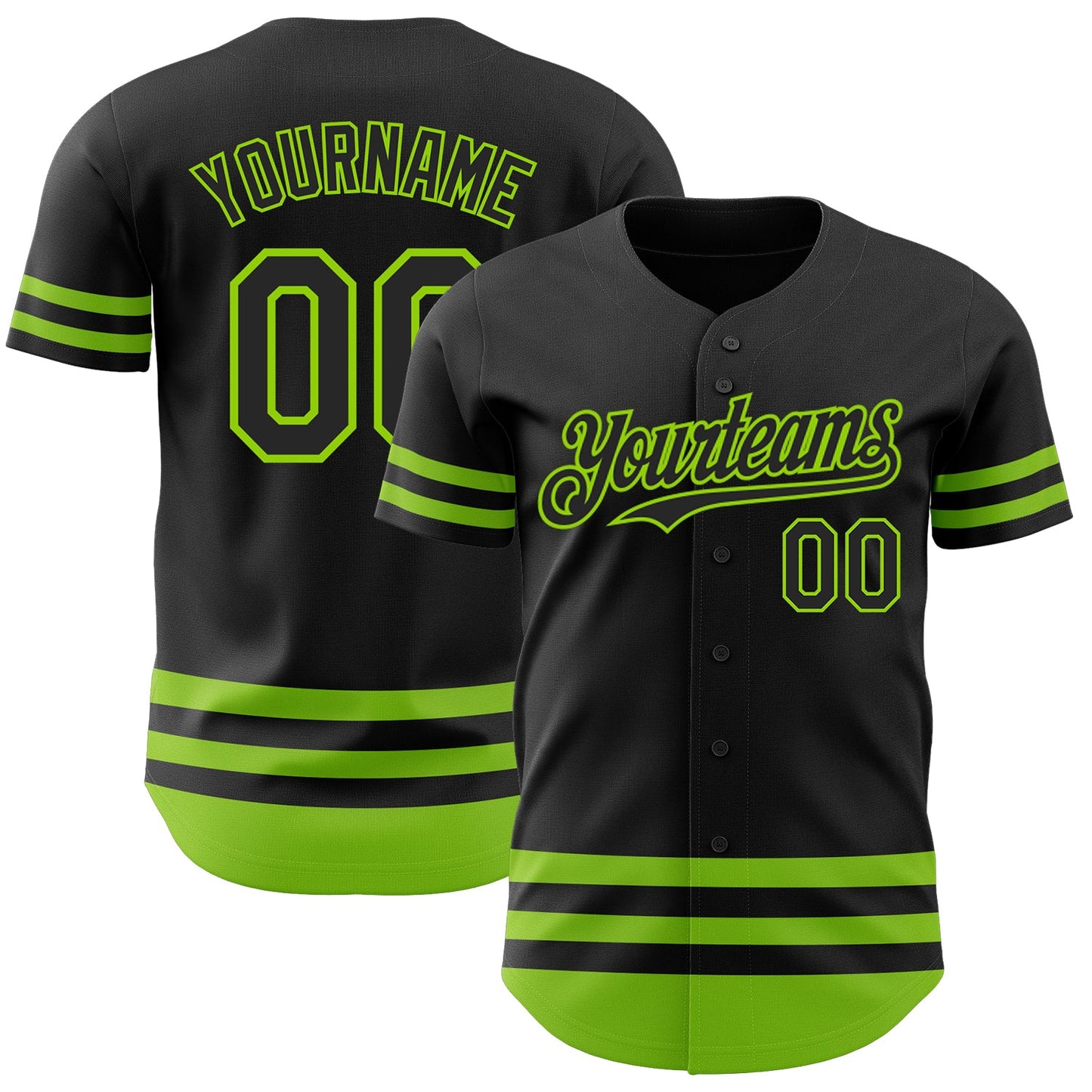 Custom Black Neon Green Line Authentic Baseball Jersey - Sky-Custom