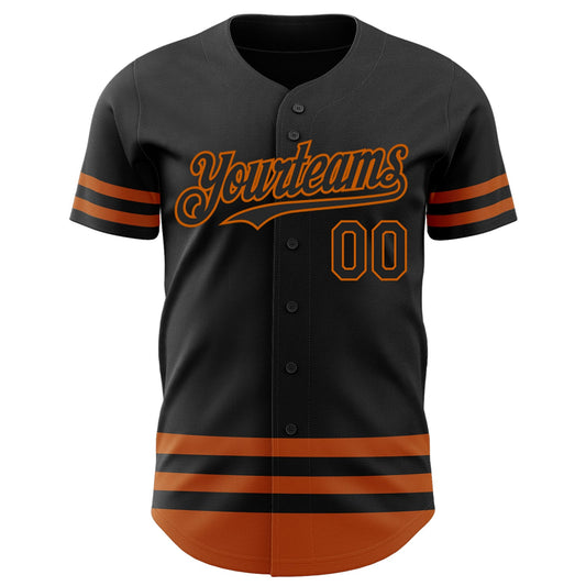 Custom Black Texas Orange Line Authentic Baseball Jersey - Sky-Custom