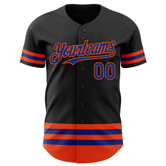 Custom Black Royal-Orange Line Authentic Baseball Jersey - Sky-Custom