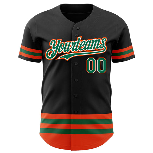 Custom Black Kelly Green-Orange Line Authentic Baseball Jersey - Sky-Custom