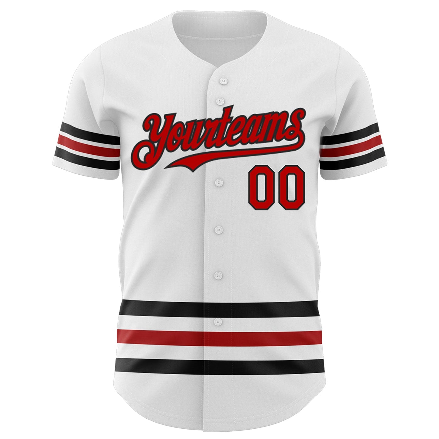 Custom White Red-Black Line Authentic Baseball Jersey - Sky-Custom