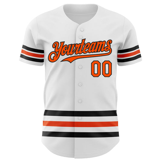 Custom White Orange-Black Line Authentic Baseball Jersey - Sky-Custom
