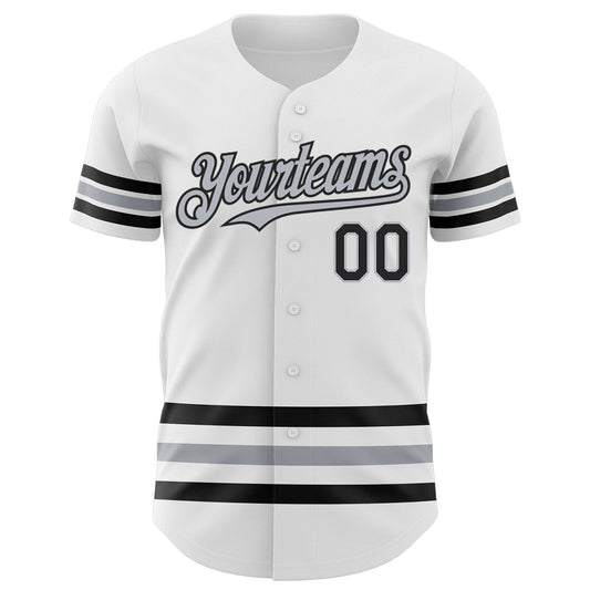 Custom White Black-Gray Line Authentic Baseball Jersey - Sky-Custom