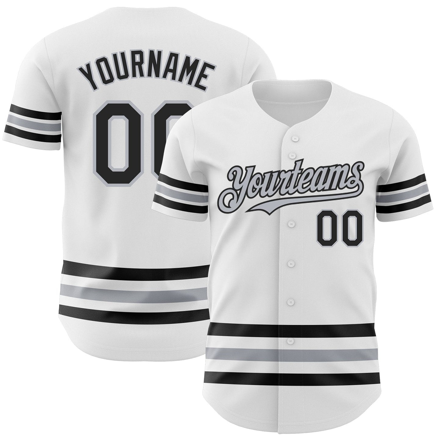 Custom White Black-Gray Line Authentic Baseball Jersey - Sky-Custom