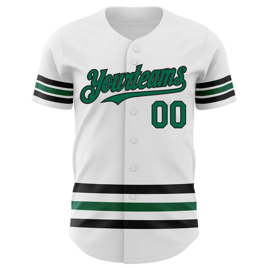 Custom White Kelly Green-Black Line Authentic Baseball Jersey - Sky-Custom