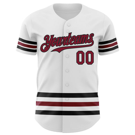 Custom White Crimson-Black Line Authentic Baseball Jersey - Sky-Custom