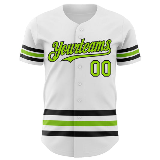 Custom White Neon Green-Black Line Authentic Baseball Jersey - Sky-Custom