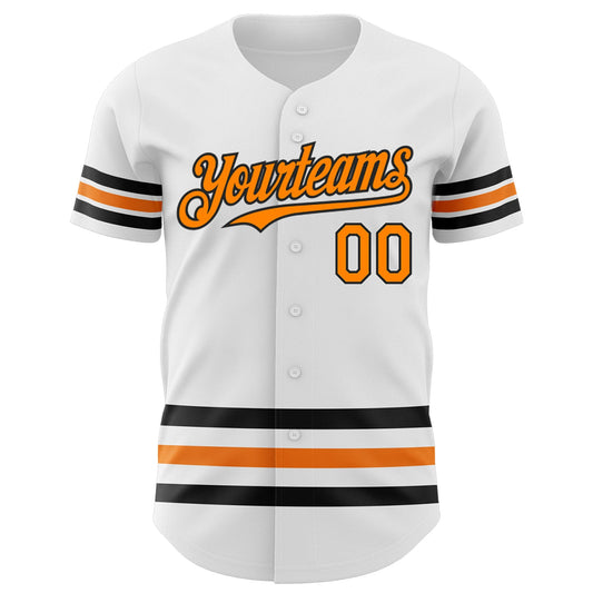 Custom White Bay Orange-Black Line Authentic Baseball Jersey - Sky-Custom