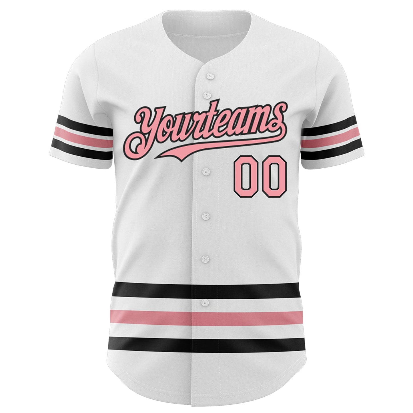 Custom White Medium Pink-Black Line Authentic Baseball Jersey - Sky-Custom