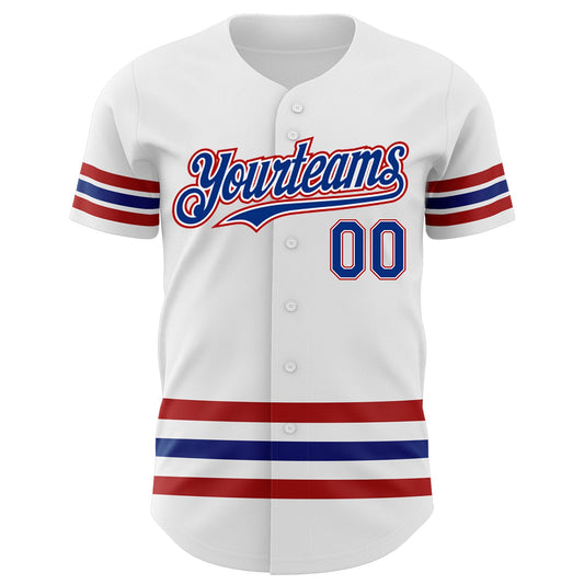 Custom White Royal-Red Line Authentic Baseball Jersey - Sky-Custom