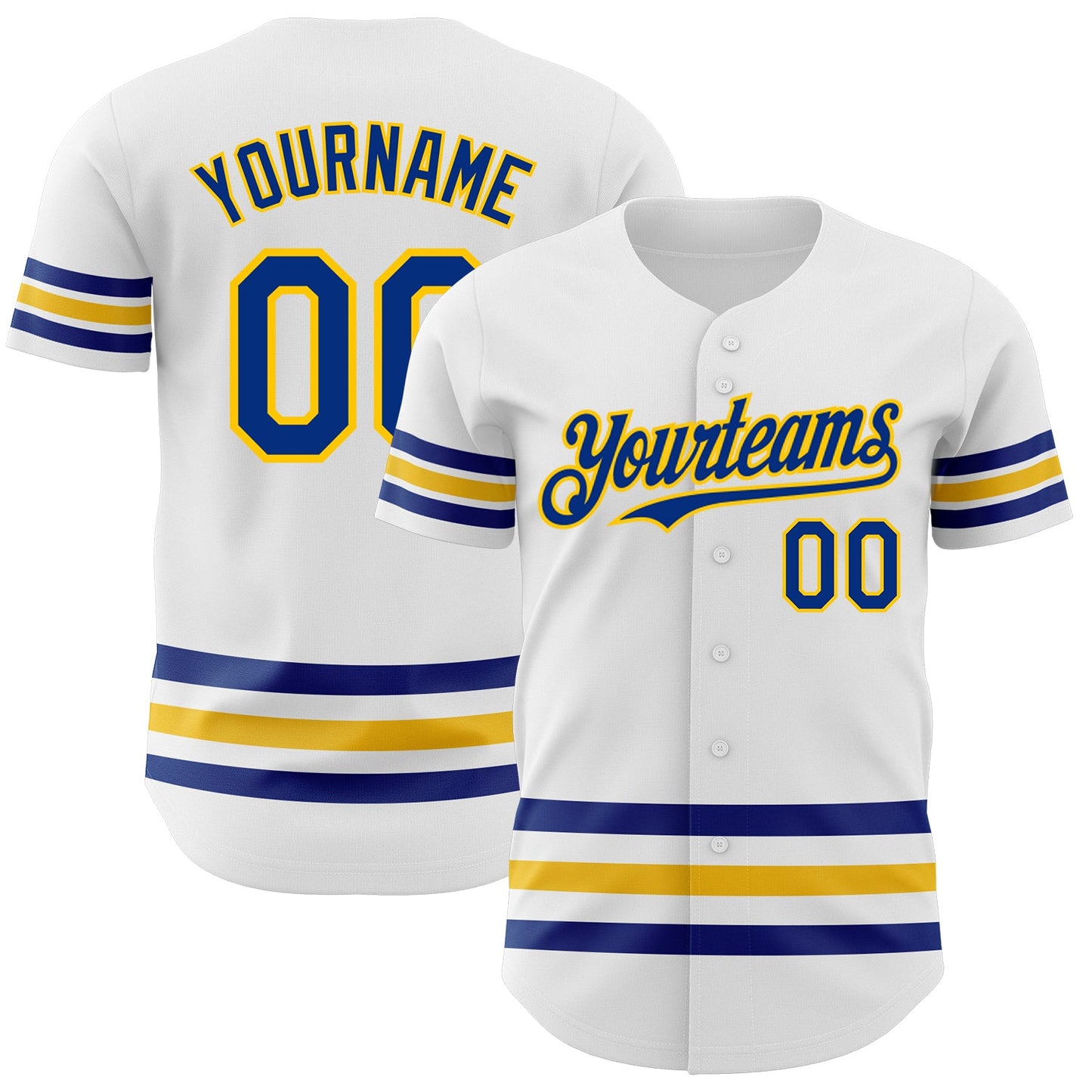 Custom White Royal-Yellow Line Authentic Baseball Jersey - Sky-Custom