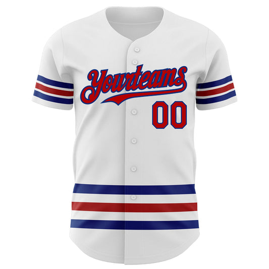 Custom White Red-Royal Line Authentic Baseball Jersey - Sky-Custom