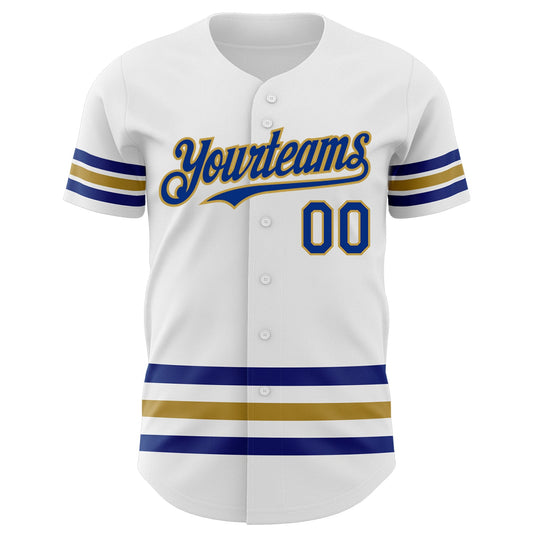 Custom White Royal-Old Gold Line Authentic Baseball Jersey - Sky-Custom