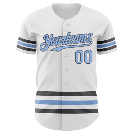 Custom White Light Blue-Steel Gray Line Authentic Baseball Jersey - Sky-Custom