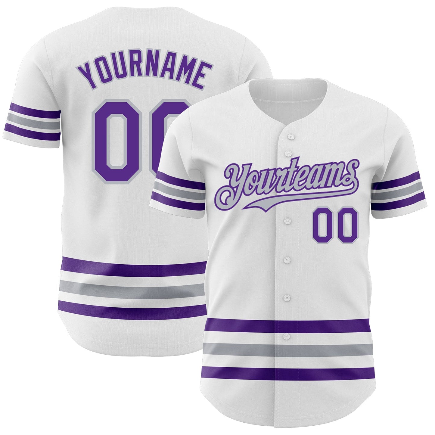 Custom White Purple-Gray Line Authentic Baseball Jersey - Sky-Custom