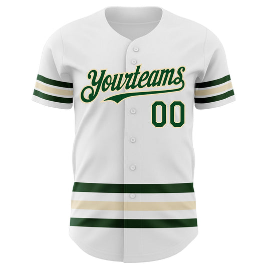 Custom White Green-Cream Line Authentic Baseball Jersey - Sky-Custom
