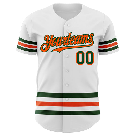 Custom White Green-Orange Line Authentic Baseball Jersey - Sky-Custom