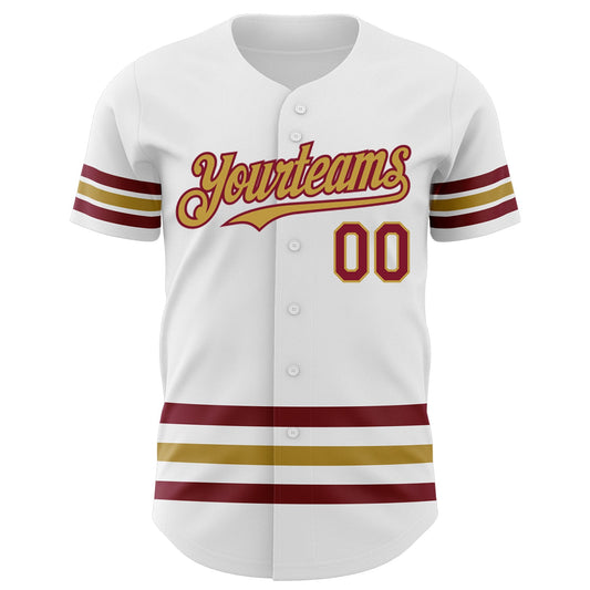 Custom White Crimson-Old Gold Line Authentic Baseball Jersey - Sky-Custom