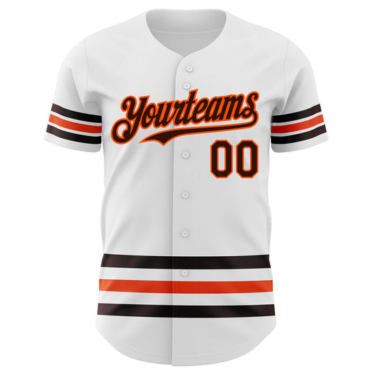 Custom White Brown-Orange Line Authentic Baseball Jersey - Sky-Custom
