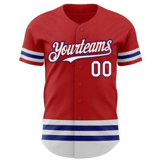 Custom Red White-Royal Line Authentic Baseball Jersey - Sky-Custom