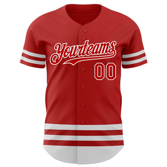 Custom Red White Line Authentic Baseball Jersey - Sky-Custom