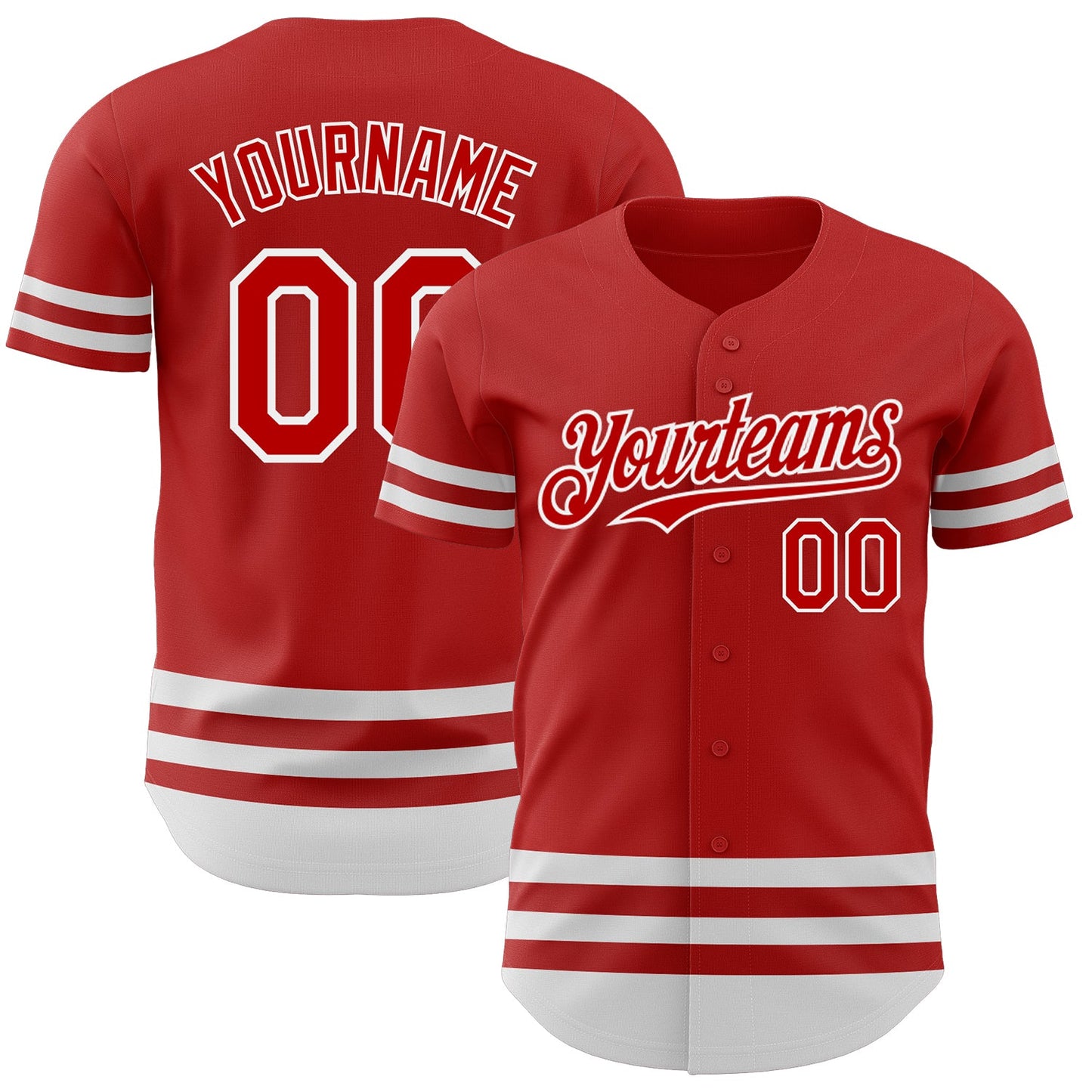 Custom Red White Line Authentic Baseball Jersey - Sky-Custom